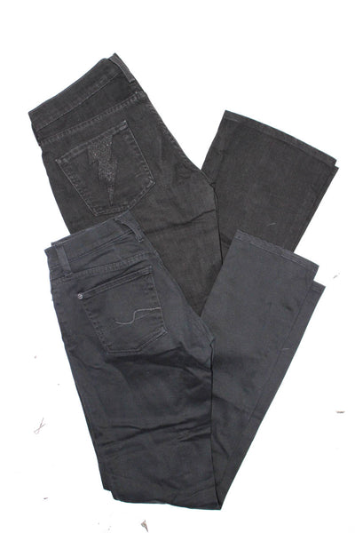 7 For All Mankind Womens Glitter Pocket Slim Bootcut Pants Black Size 26 Lot 2