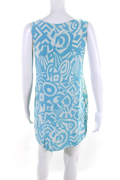 Alice & Trixie Women's Sleeveless V Neck Printed Silk Shift Dress Blue Size S
