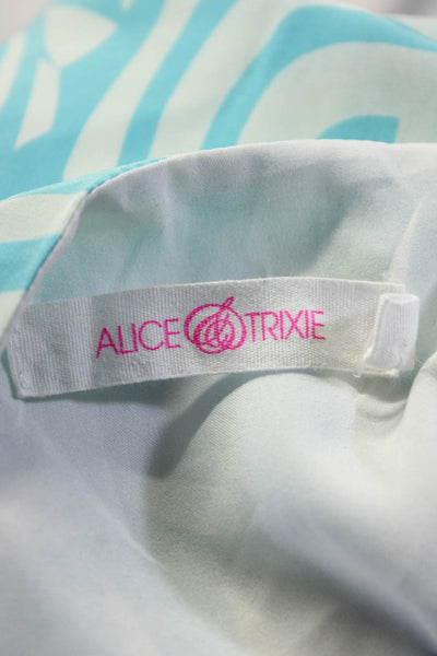 Alice & Trixie Women's Sleeveless V Neck Printed Silk Shift Dress Blue Size S