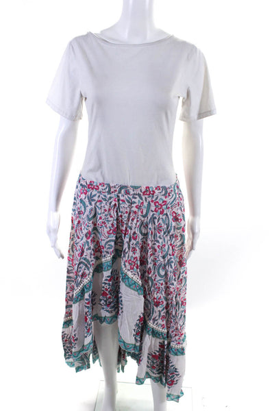 Miss June Women's Floral Print High-Low Midi Skirt Pink Size M