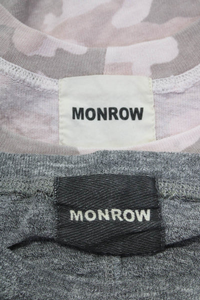 Monrow Womens Cropped Top Layered Long Sleeve Shirt Pink Gray Size XS S Lot 2