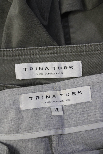 Trina Turk Womens Dress Pants Chino Capris Gray Green Size 4 2 Lot 2