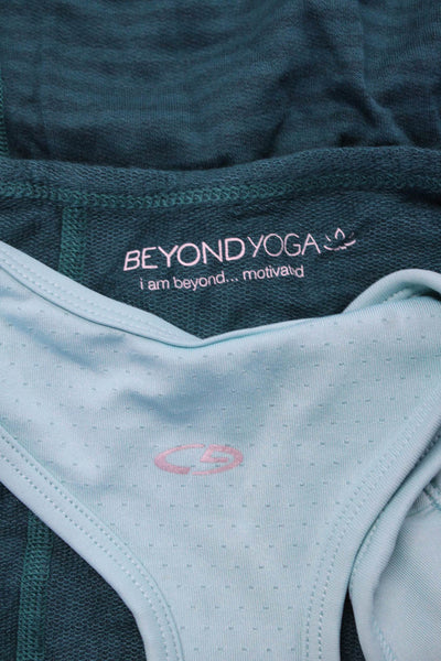 Beyond Yoga Champion Womens Long Sleeve Top Sports Bra Teal Blue Size XS S Lot 2