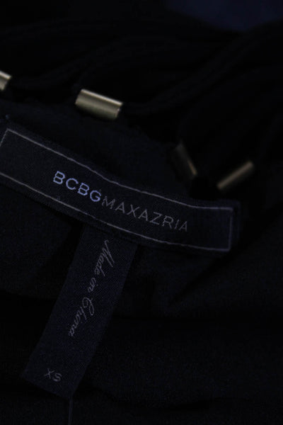 BCBGMAXAZRIA Womens Short Sleeve V Neck With Pockets Shift Dress Black Size XS