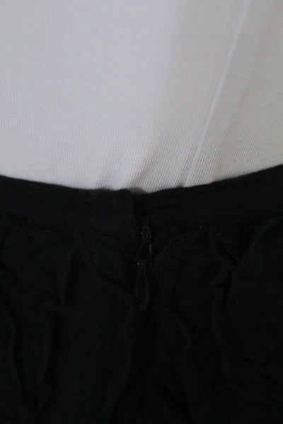 Odille Anthropologie Womens Lettuce Ruffle Knee Length Pencil Skirt Black Size 0