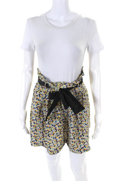 Elizabeth and James Womens Floral Belted Mini Skater Skirt Multicolor Size Small