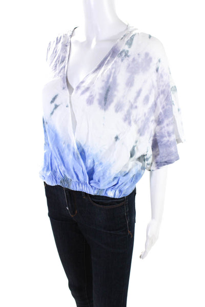 Surf Gypsy Womens Tie Dye Print V Neck Blouse Multi Colored Size Small