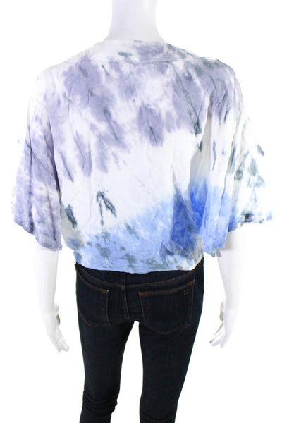 Surf Gypsy Womens Tie Dye Print V Neck Blouse Multi Colored Size Small