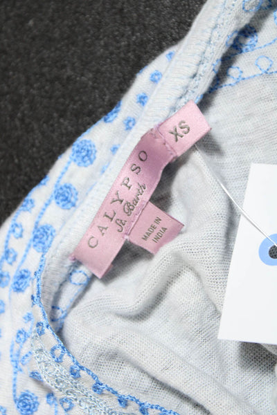 Calypso Saint Barth Womens Detailed Linen Embroidery Shirt Gray Size XS