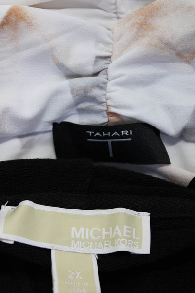 Tahari Michael Michael Kors Womens Blouse Top Hoodie Whit Black Size XL/2X Lot 2