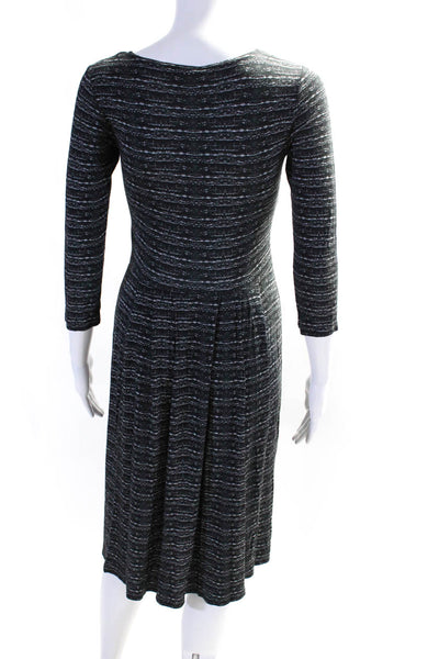 Agnes B Womens Abstract High Neck Long Sleeve Pleated Dress Black Size 1