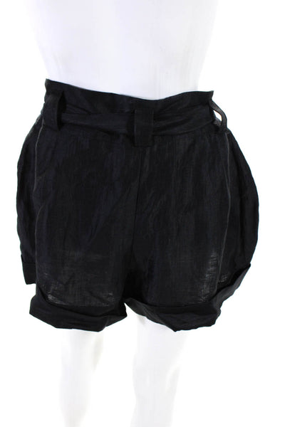 Anne Fontaine Women's Belted Linen Shorts Black Size FR. 40