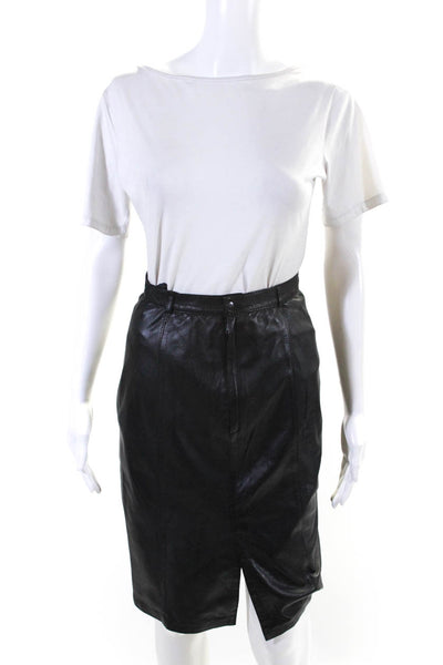 Echtes Leader Womens Leather Knee Length Pencil Skirt Black Size EUR 36