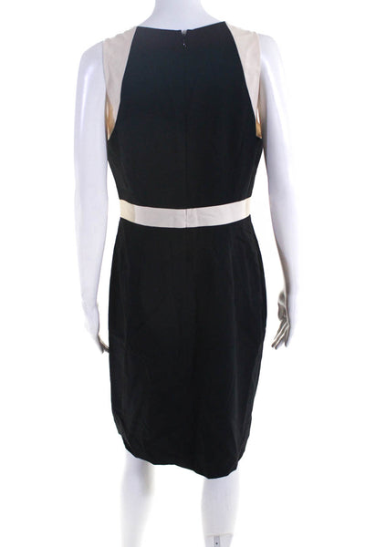 J Crew Womens Black Cream Color Block Wool Sleeveless Shift Dress Size 8