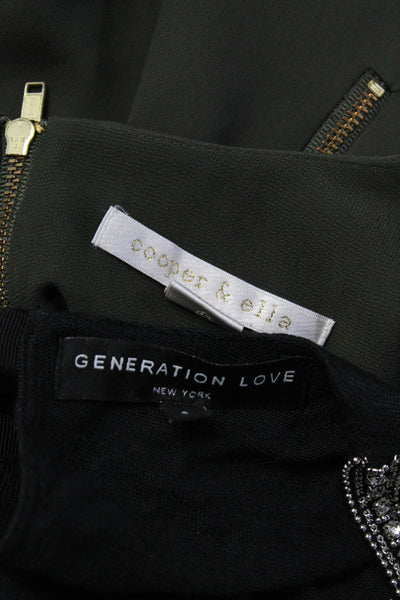 Cooper & Ella Generation Love Womens Zip Jeweled Tops Green Size S Lot 2