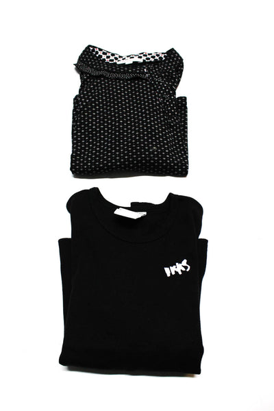 Kenzo IKKS Girls Floral Long Sleeve Crew Neck T-Shirts Black Size 10 Lot 2
