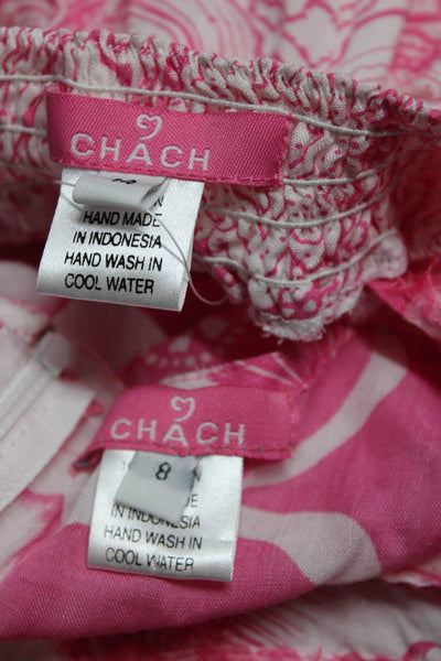 Chach Girls Floral Sequin Strapless Blouson Sun Dresses Pink Size 14 8 Lot 2