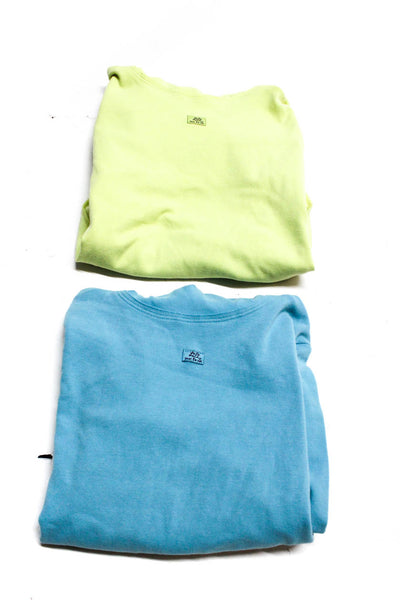 Lili Gaufrette Girls Long Sleeve Turtleneck Cotton Tops Green Blue Size 8 Lot 2