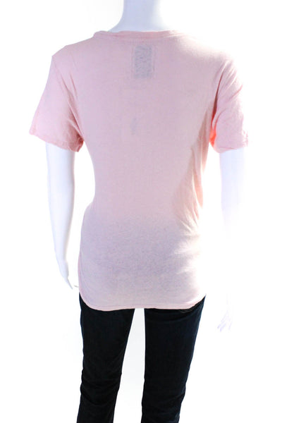 Karssen Womens Short Sleeve Scoop Neck Graphic Tee Light Pink Size L
