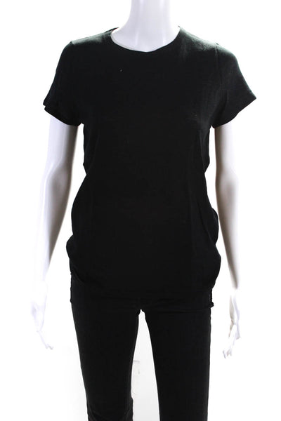 360 Sweater Womens Short Sleeve Tee Shirt Black Cotton Size Extra Small