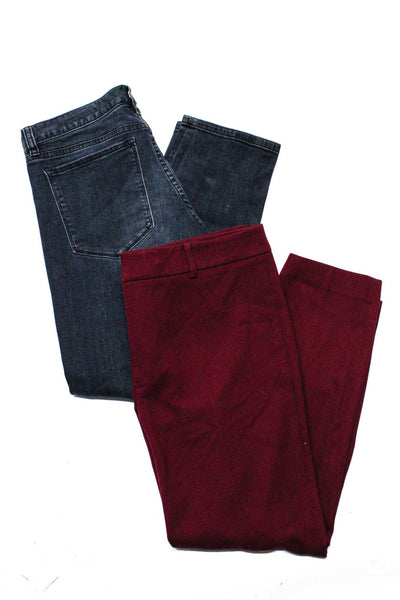 Club Monaco Womens Jeans Pleated Front Pants Black Burgundy Size 28 10 Lot 2