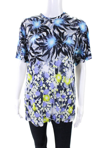 PETER PILOTTO Womens Abstract Floral Tee Shirt Tunic Blue Purple Size 10