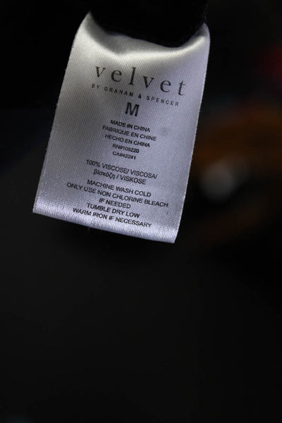 Velvet by Graham & Spencer Womens Tied Ruched Long Sleeve Blouse Black Size M