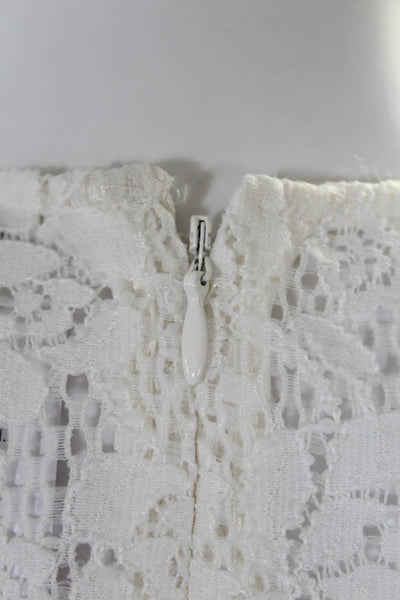 Cynthia Steffe Womens Lace Sheer Peplum Blouse Top White Size XS