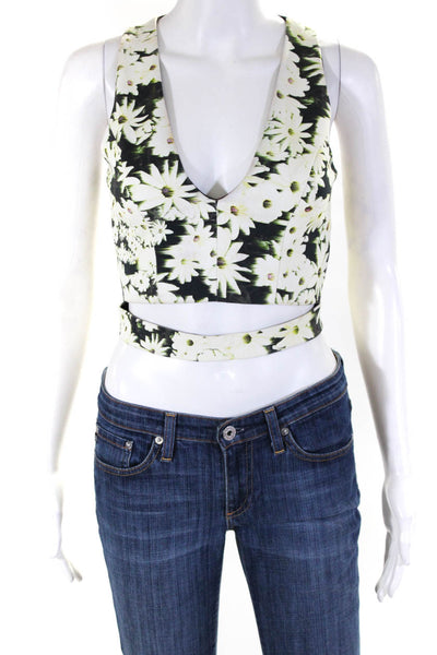Nicholas Womens Floral Print Zipped Back Cut-Out Vest Top White Size 6