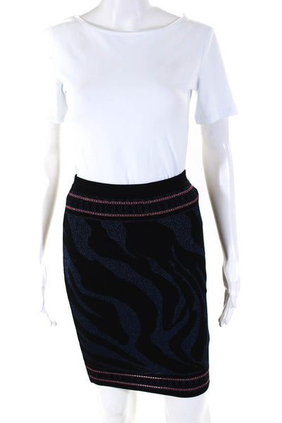 Roberto Cavalli Womens Abstract Stripe Pencil Midi Skirt Black Size EUR38