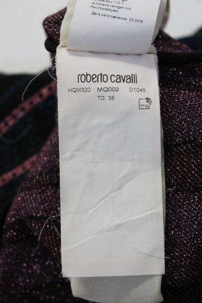 Roberto Cavalli Womens Abstract Stripe Pencil Midi Skirt Black Size EUR38