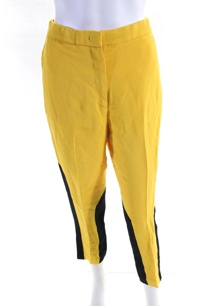 Gilmar Womens Zip Front Colorblock Skinny Leg Pants Yellow Size 38