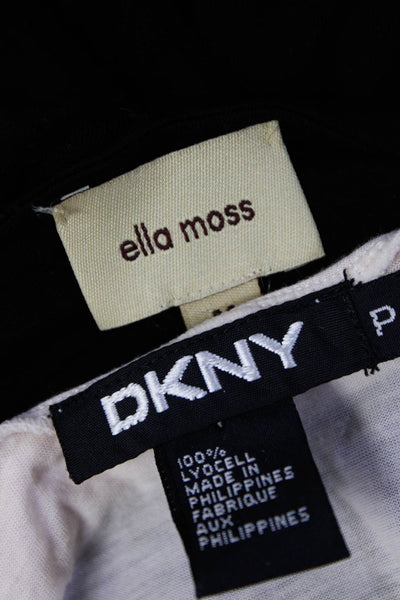 Ella Moss Womens Solid V Neck Ruffle One Shoulder Tank Tee Black Size P/M Lot 2