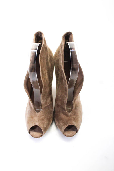 Gianvito Rossi Womens Peep Toe Stiletto Booties Pumps Brown Suede Size 39 9