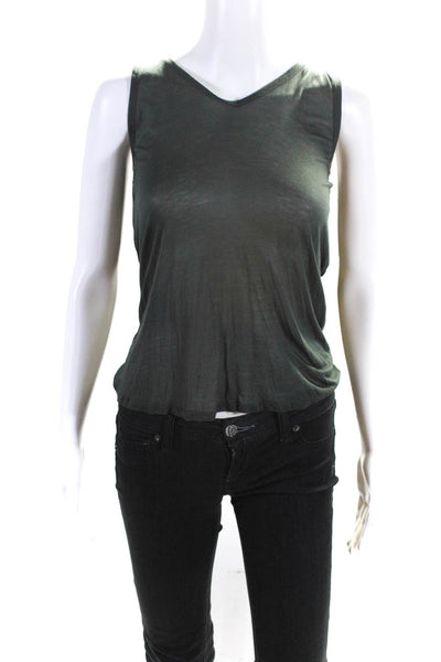 Robert Rodriguez Black Label Womens Open Back Halter Draped Shirt Green Small