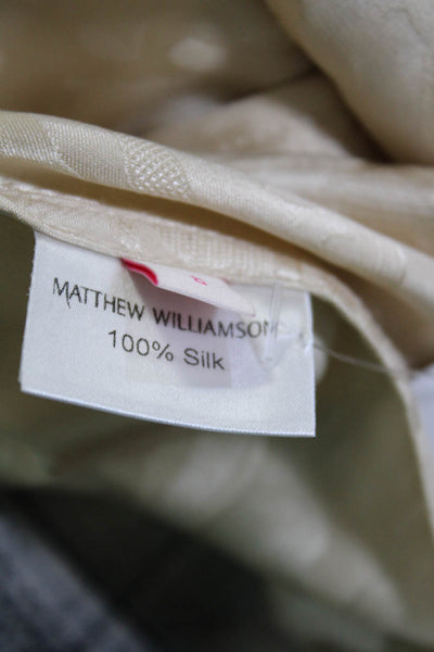 Matthew Williamson Womens Boxy Ruffed Camouflage Silk Shirt Beige Size 8