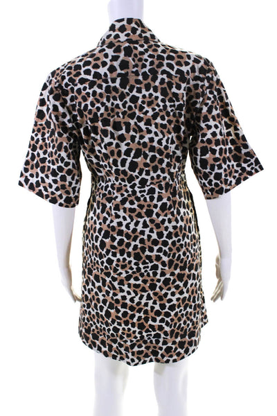 Sea New York Womens Half Sleeve Collared Spotted Dress Black White Brown Size 2