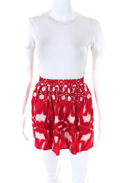 Velvet by Graham & Spencer Womens Elastic Waist Mini Skirt Red White Size XS