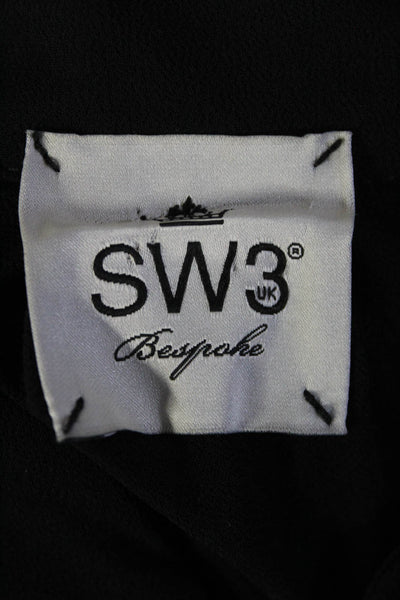 SW3 Bespoke Womens Long Sleeve Sheer Keyhole Shirt Dress Black Size Petite