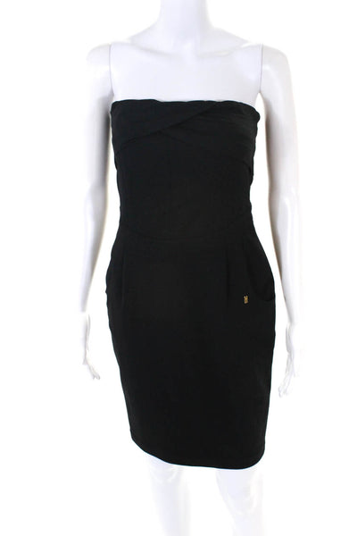 Tt Womens Back Zip Strapless Layered Trim Short Sheath Dress Black Size 2