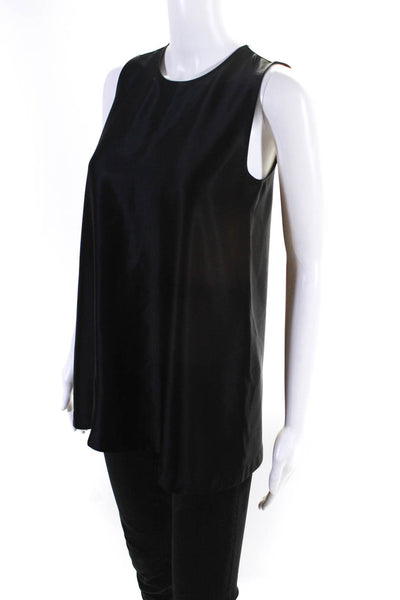 Lafayette 148 New York Womens Satin Sleeveless Blouse Top Black Size XS
