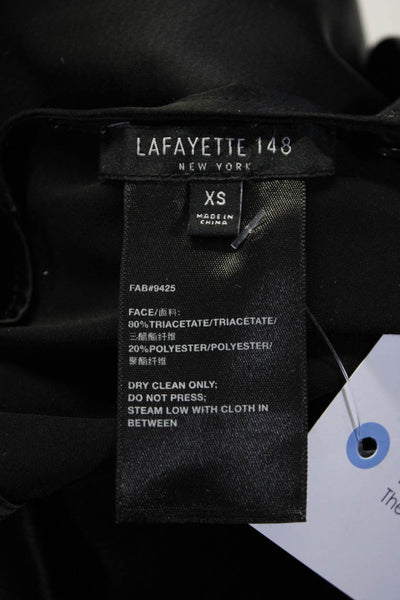 Lafayette 148 New York Womens Satin Sleeveless Blouse Top Black Size XS