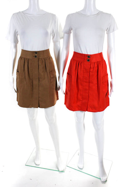 J Crew Womens Mini Twill Circle Skirt Red Brown Size 6 Lot 2