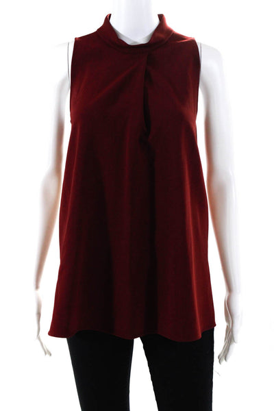 Theory Women's High Neck Zip Up Tank Top Red Size S