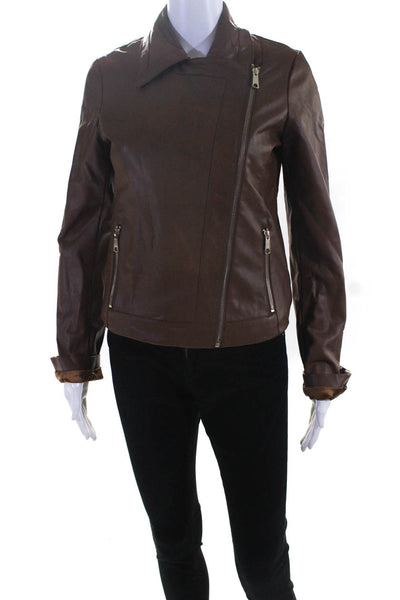 Tart Collections Womens Faux Leather Jacket Brown Size Small