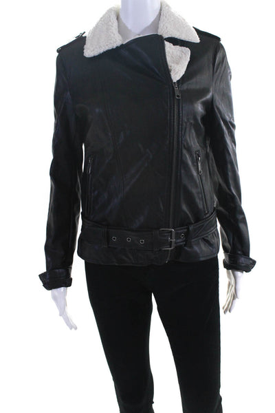 Tart Collections Womes Faux Leather Biker Jacket Black Size Small