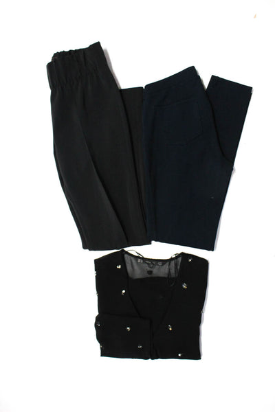 Zara Trafaluc Uniqlo Women's Pants Sequin Blouse Black Blue Size XS 0 Lot 3