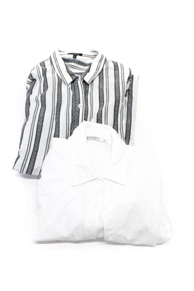 Drew Stateside Women's Button Down Shirts Gray White Size M L Lot 2