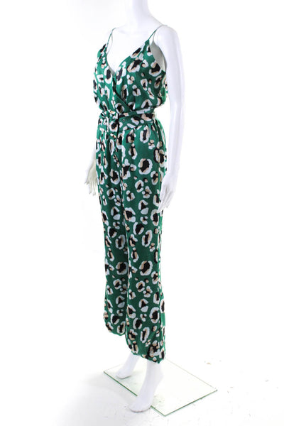 House of Harlow 1960 x Revolve Womens Spotted Satin Jumpsuit Green White Small