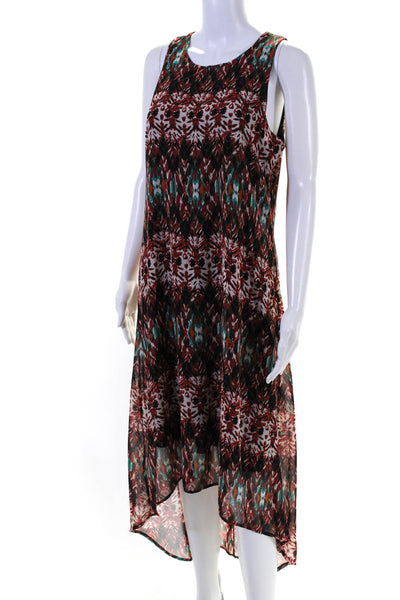 Karen Kane Womens Sleeveless Scoop Neck Printed Midi Dress Multicolored Medium
